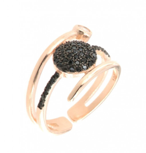 Inel din argint 925 placat cu aur roz 18k si zirconiu cubic