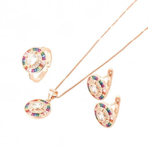 Set complet din Argint 925 si cristale multicolore
