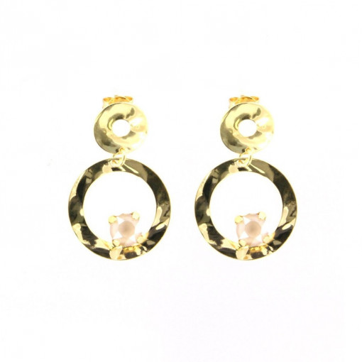 Cercei din argint 925, placati cu aur 18k si cristale Swarovski
