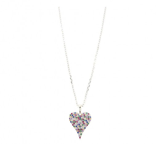 COLIER DIN ARGINT 925 CU INIMIOARA MULTICOLORE