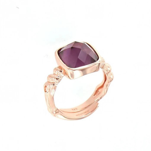 Inel din argint 925 placat cu aur roz 18k si zirconiu cubic