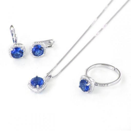Set complet din Argint 925 si zirconiu cubic safir