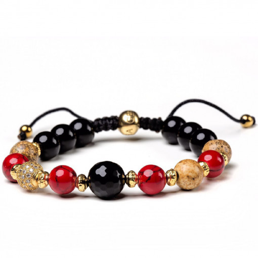 Bratara 'Brigitte' cu pietre naturale semipretioase si aur 18 KT