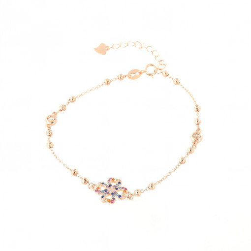 BRATARA DIN ARGINT 925 PLACATA CU AUR ROZ SI ZIRCONI MULTICOLOR