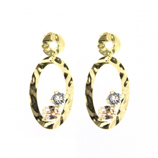 Cercei din argint 925, placati cu aur 18k si cristale Swarovski si aur 18k