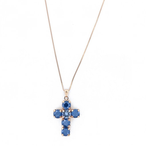 Colier din argint 925 placat cu aur roz 18k si cristale Swarovski