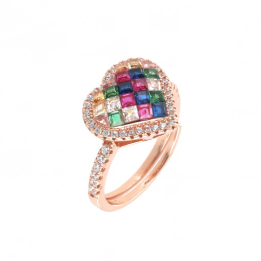 Inel din argint 925 multicolor cu simbolul lumii