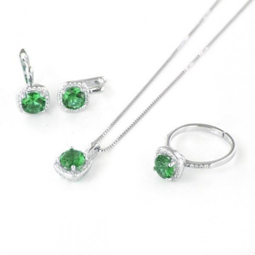 Set complet din Argint 925 si zirconiu cubic smarald