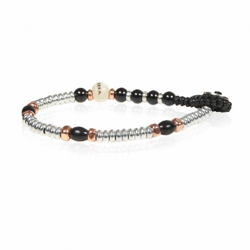 Bratara Gerba argintie cu negru model "Mon Amour"