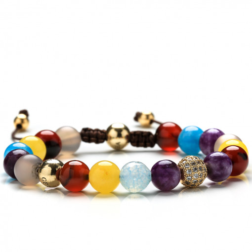 Bratara 'Isabel' cu pietre naturale multicolore si aur 18 KT