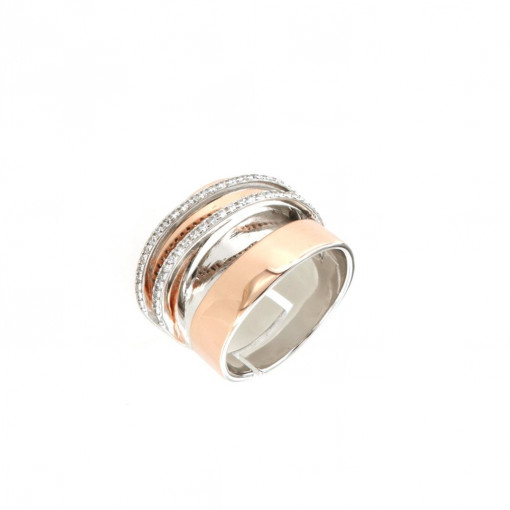 Inel din argint 925 placat cu aur roz 18k si cristale - 1501965
