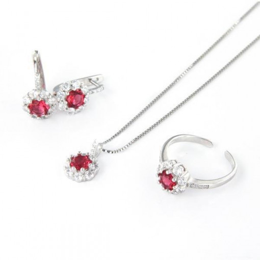 Set complet din Argint 925 si zirconiu cubic rubin