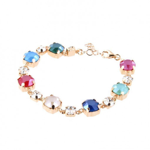 BRATARA DIN ARGINT 925 PLACATA CU AUR 18 KT SI CRISTALE SWAROVSKI MULTICOLORE