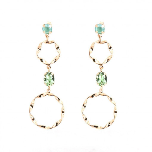Cercei lungi din argint 925, placati cu aur roz 18k si cristale Swarovski