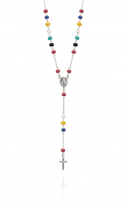 Colier rozar din argint cu pietre ceramice multicolor unisex
