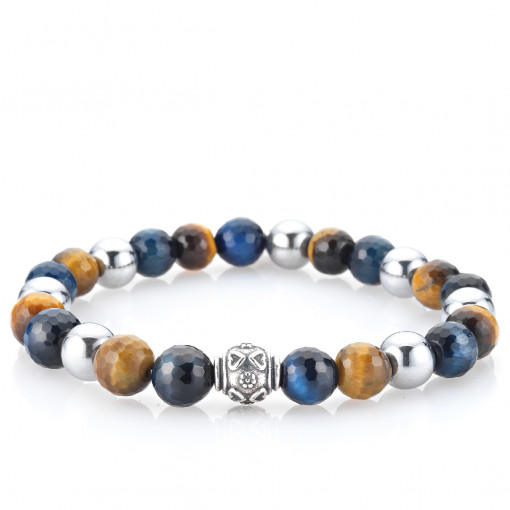 Bratara 'Blue Tiger' cu pietre naturale semipretioase si argint 925