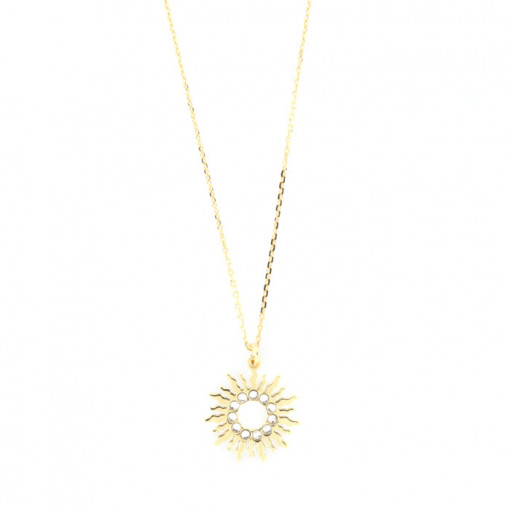 Colier din argint 925 placati cu aur cu pandant in forma de soare cu cristale swarovski