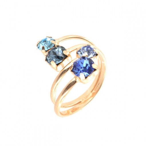 INEL DIN ARGINT 925 PLACAT CU AUR ROZ SI CRISTALE SWAROVSKI MULTULTICOLORE