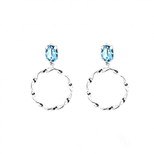 Cercei rotunzi din argint 925 si cristale Swarovski