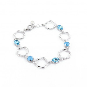 Bratara din argint 925 cu cercuri si cristale Swarovski albastre - Img 1