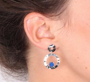Cercei rotunzi din argint 925 si cristale Swarovski - Img 2