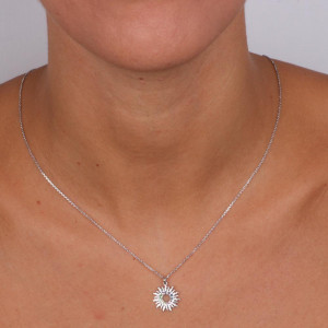 Colier din argint 925 cu pandant in forma de soare cu cristale swarovski - Img 2