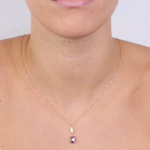 Colier placat cu aur roz cu cristale Swarovski - Img 2