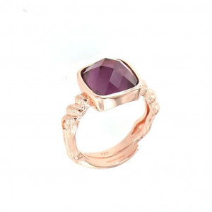 Inel din argint 925 placat cu aur roz 18k si zirconiu cubic - Img 1