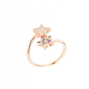 Inel placata cu aur rose gold cu forma de stea - Img 1
