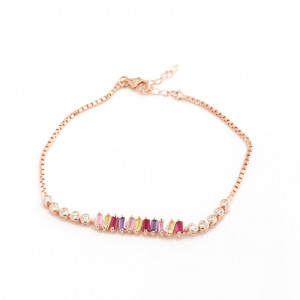 Bratara din argint 925, placata cu aur roz 18k si cristale multicolore - Img 1