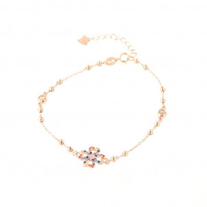 BRATARA DIN ARGINT 925 PLACATA CU AUR ROZ SI ZIRCONI MULTICOLOR - Img 1