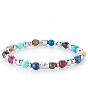 Bratara 'Shine' pietre naturale multicolore si argint 925 - Img 1
