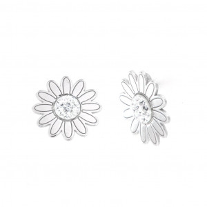 Cercei din argint 925 floare cu cristale Swarovski - Img 1