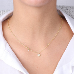 Colier din argint 925 cu inima si zirconiu multicolor - Img 2