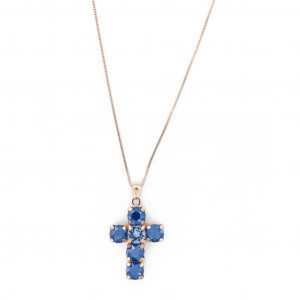 Colier din argint 925 placat cu aur roz 18k si cristale Swarovski - Img 1