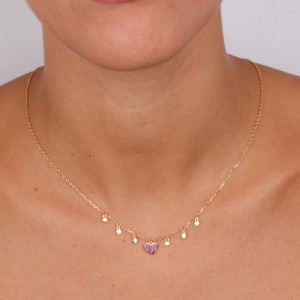 Colier din argint 925 placat cu aur roz si pandativ in forma de inima - Img 2