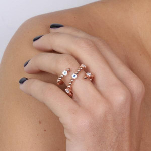 Inel din argint 925 placat cu aur roz 925 si zirconiu cubic - Img 2