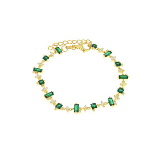 Bratara din argint 925 cu zirconiu verde si alb - Img 1