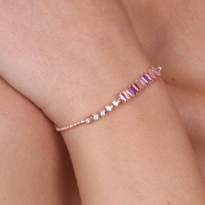 Bratara din argint 925, placata cu aur roz 18k si cristale multicolore - Img 2