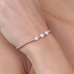 Bratara din argint 925, placata cu aur roz 18k si cristale - Img 2