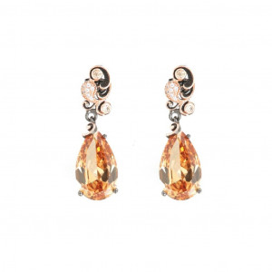 Cercei din argint 925, placati cu aur roz 18k si zirconiu cubic - Img 1