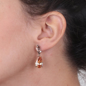 Cercei din argint 925, placati cu aur roz 18k si zirconiu cubic - Img 2