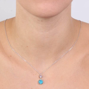 Colier din Argint 925 cu cristal Swarovski turcoaz - Img 2