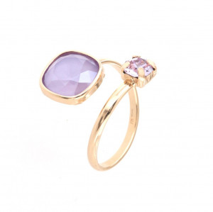 Inel circular din argint 925, placat cu aur roz 18k si cristale Swarovski - Img 1