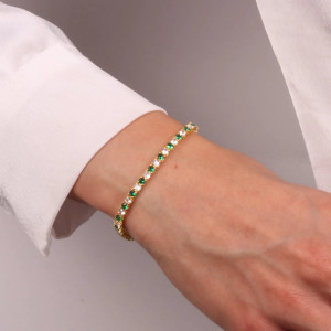 Bratara din argint 925 cu zirconiu verde si alb - Img 2