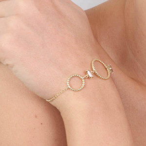 BRATARA DIN ARGINT 925 PLACATA CU AUR 18 KT SI CRISTALE SWAROVSKI - Img 2