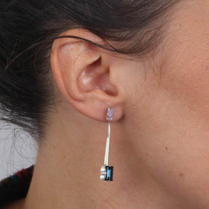 Cercei din argint 925 cu pandativ si cristale Swarovski - Img 2
