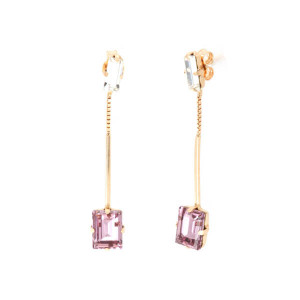 CERCEI DIN ARGINT 925 PANDANTIVI PLACATI CU AUR ROZE SI CRISTALE SWAROVSKI - Img 1