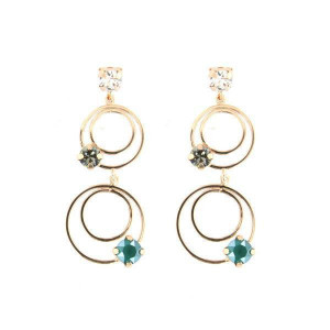 Cercei lungi cu cercuri din argint 925, placati cu aur roz 18k si cristale Swarovski - Img 1