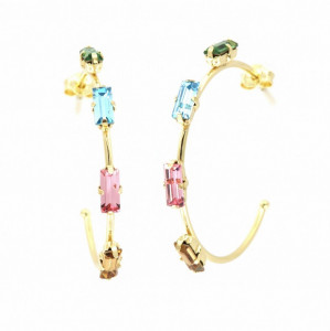 Cercei placati cu Aur 18k si cristale Swarovski - Img 1